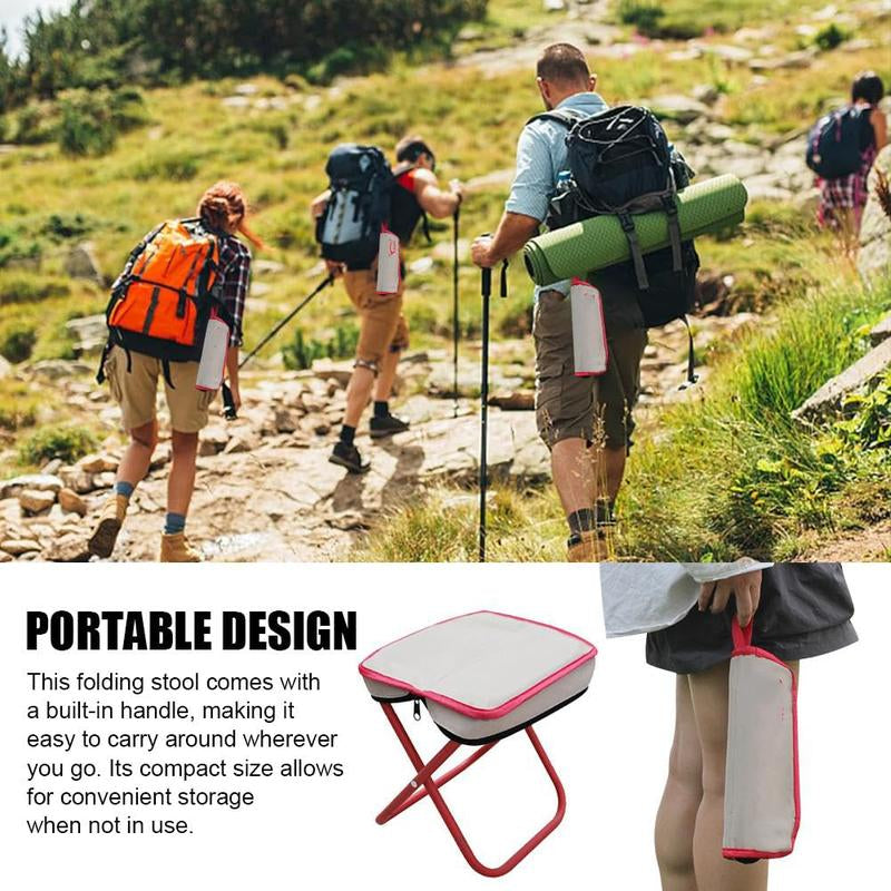 Portable Folding Stool - Handbag Design, 300Lbs Capacity, Carbon Steel Frame, Waterproof Oxford Fabric, Compact & Lightweight for Camping, Picnic, Outdoor Activities