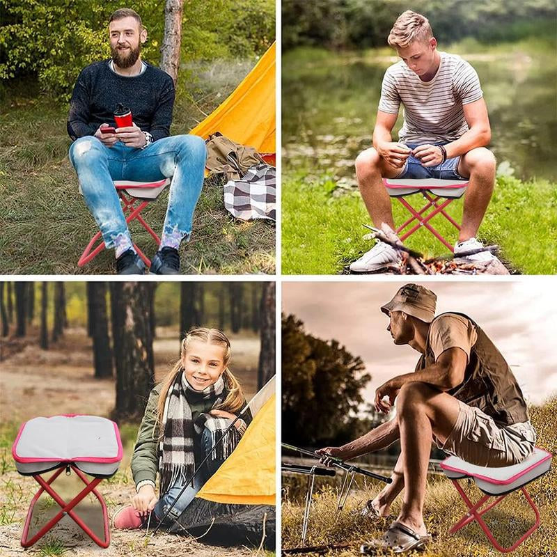 Portable Folding Stool - Handbag Design, 300Lbs Capacity, Carbon Steel Frame, Waterproof Oxford Fabric, Compact & Lightweight for Camping, Picnic, Outdoor Activities