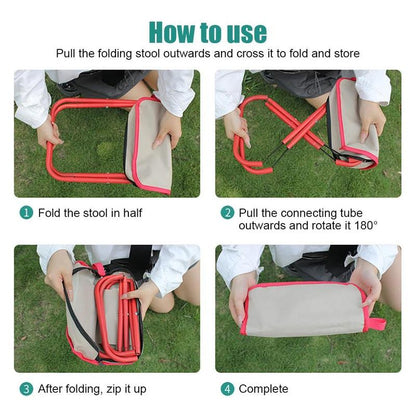 Portable Folding Stool - Handbag Design, 300Lbs Capacity, Carbon Steel Frame, Waterproof Oxford Fabric, Compact & Lightweight for Camping, Picnic, Outdoor Activities